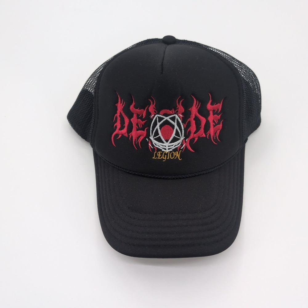 DEICIDE Legion Trucker Hat Snapback Mesh Cap Death Metal Band Pentagram Black